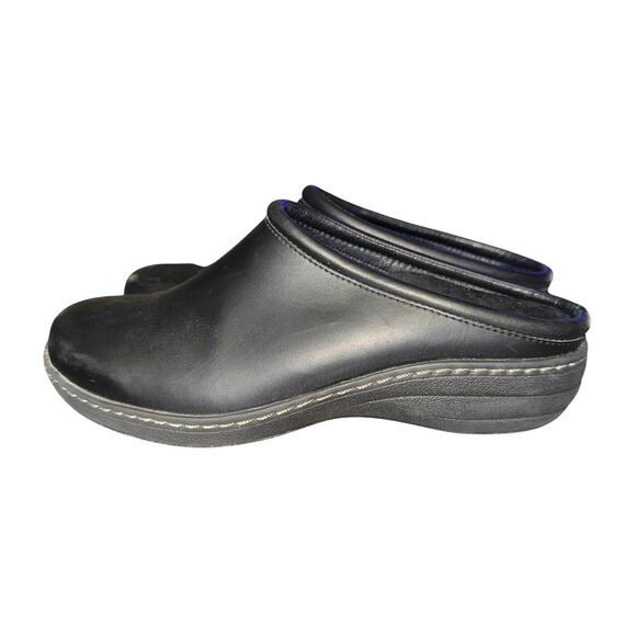 Aetrex Clogs Women's Size 7 Black Leather Slip On Comfort Shoes Mules Casual - Picture 1 of 7